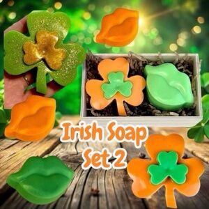 St. Patrick’s Day Soap Set 2, Four Leaf  Clover & Kiss, Irish Gift, Shamrock, ☘️